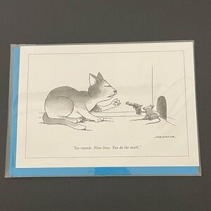 The New Yorker Greeting Card Black and White Cat Mouse Graphic Blank Inside